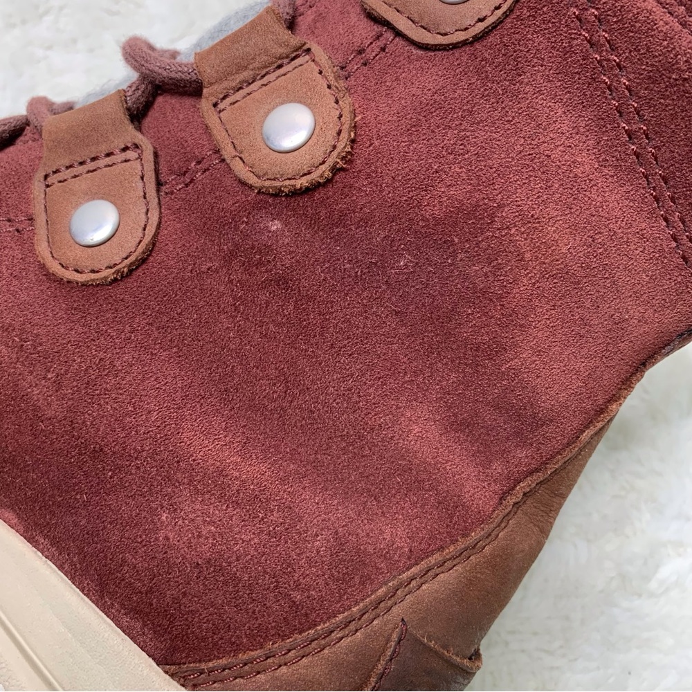 Sorel Women's Red Grey Explorer Joan Redwood Felt Waterproof Winter Boot Size 7 - Picture 8 of 13